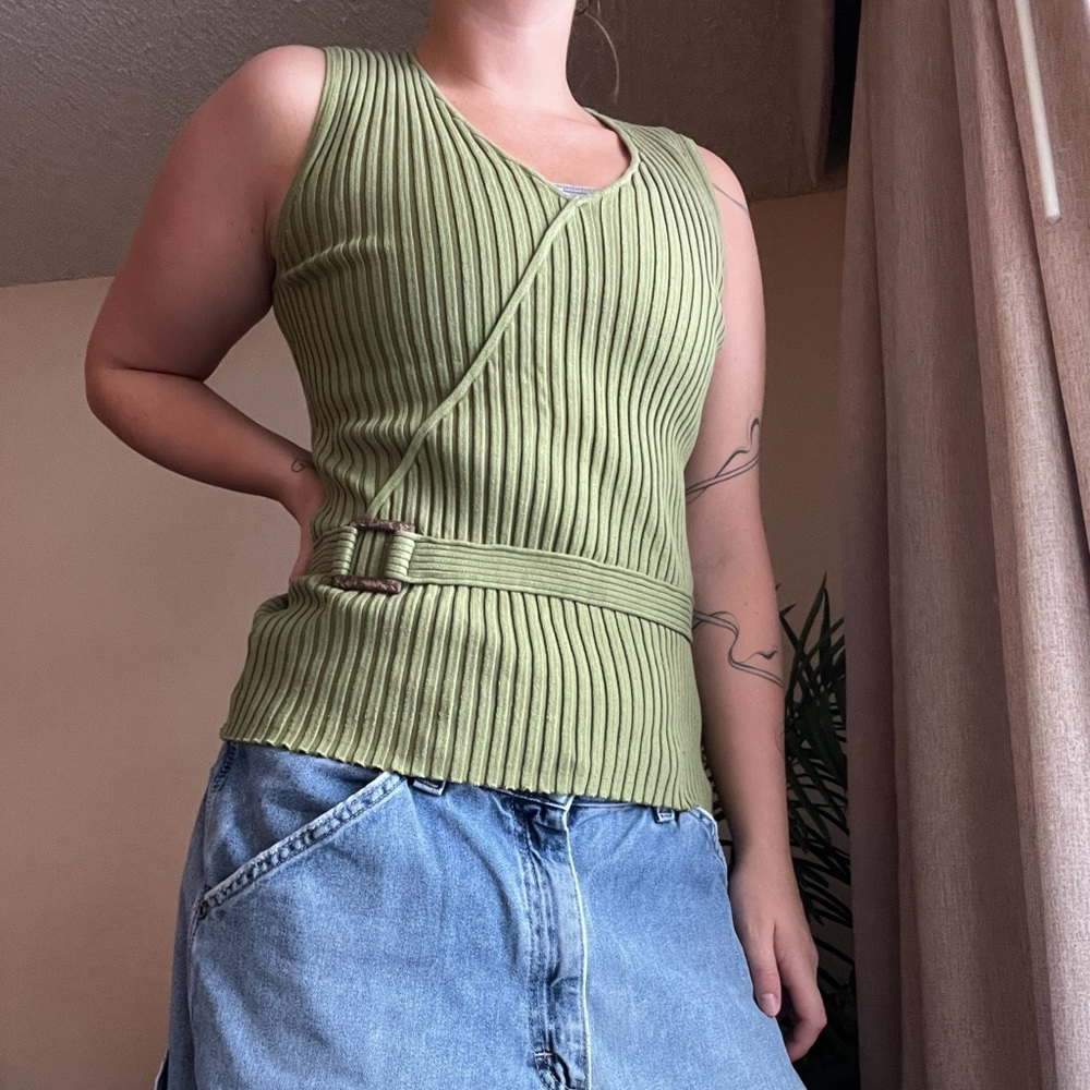 Worthington Green Ribbed Tank Top